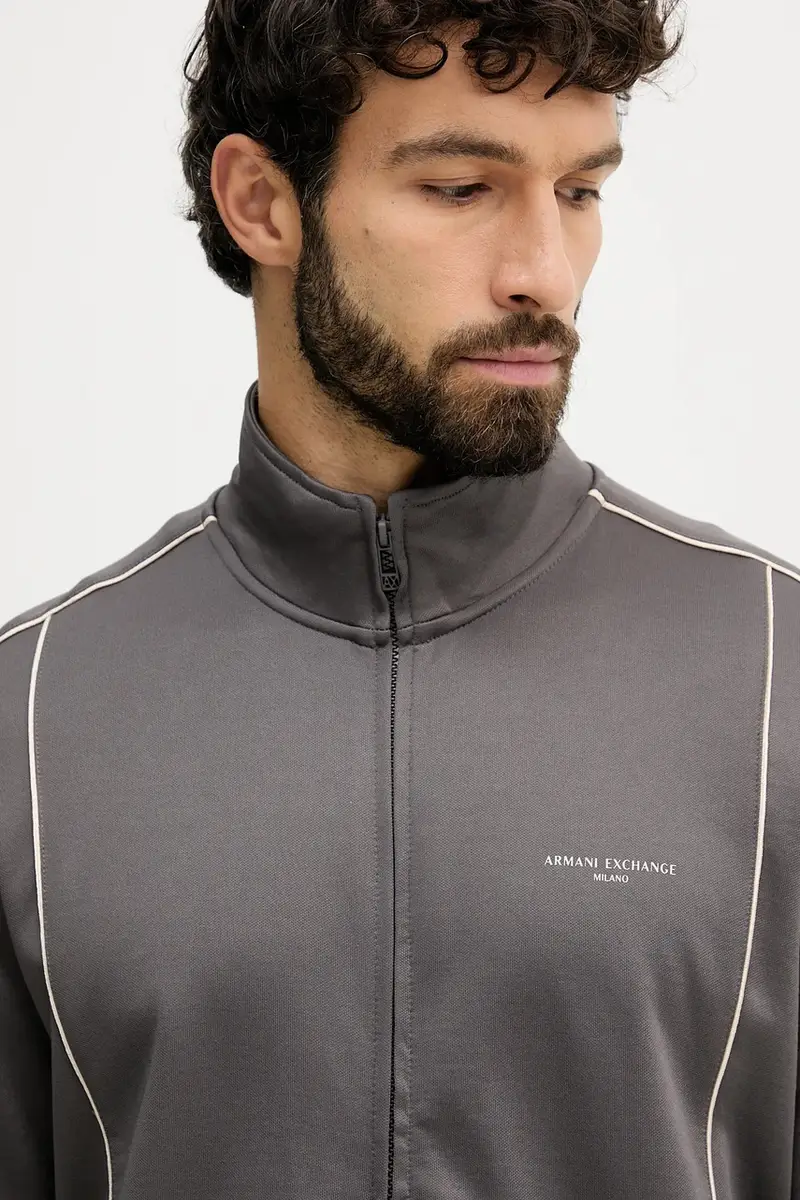 felpa uomo colore grigio con applicazione XM001357 AF16278 miniatura 4