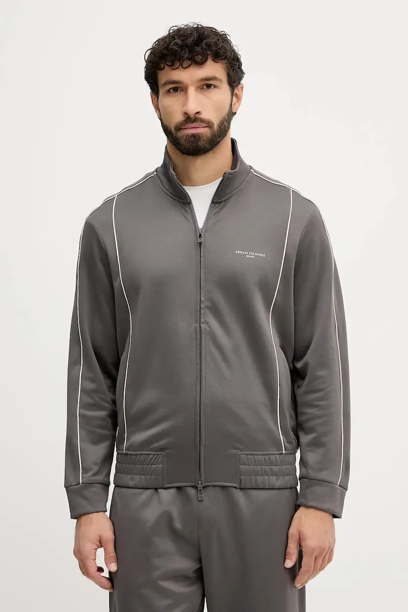 felpa uomo colore grigio con applicazione XM001357 AF16278