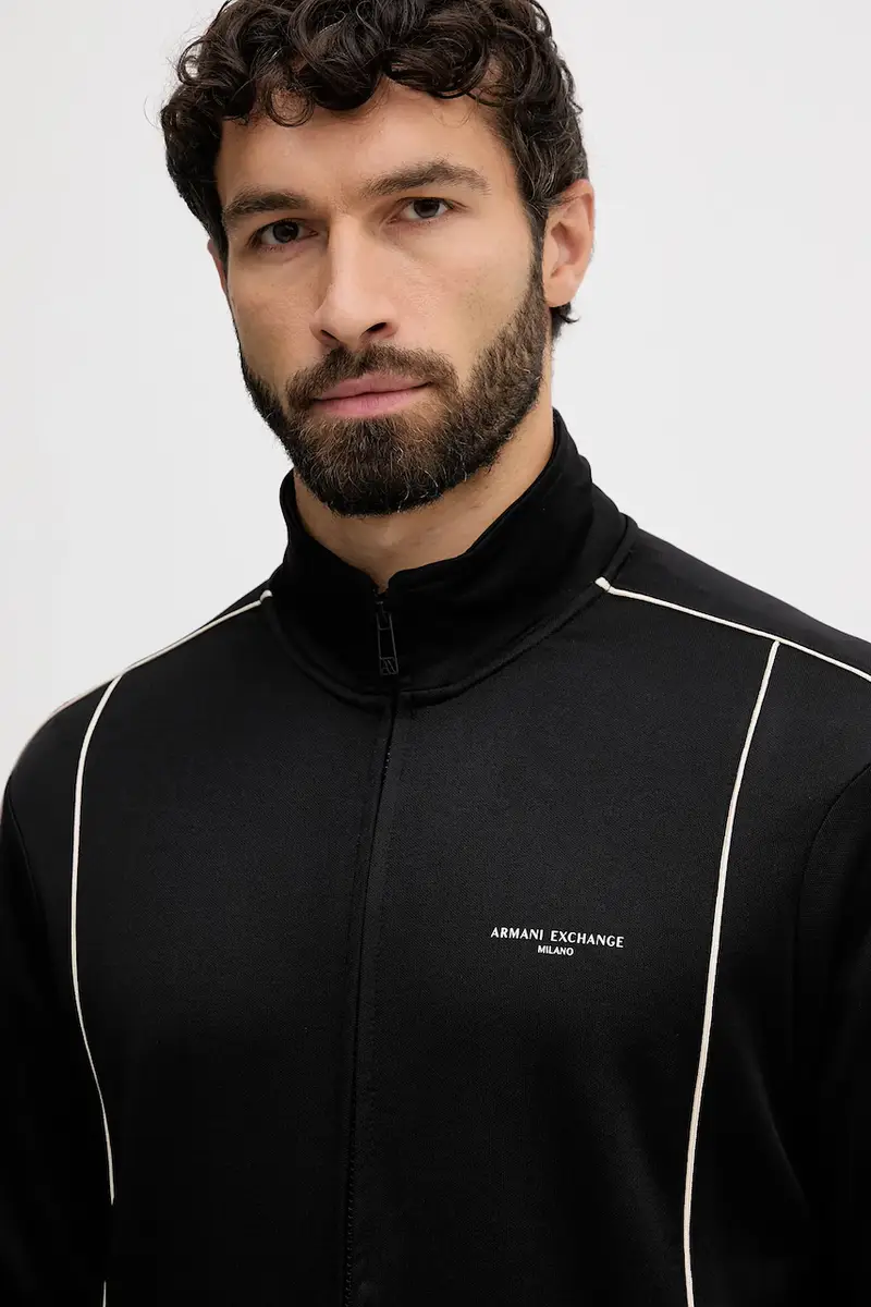 felpa uomo colore nero con applicazione XM001357 AF16278 miniatura 4