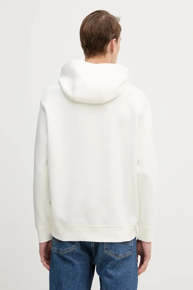 felpa uomo colore nero con cappuccio con applicazione XM000369 AF10818 Bianco miniatura 3