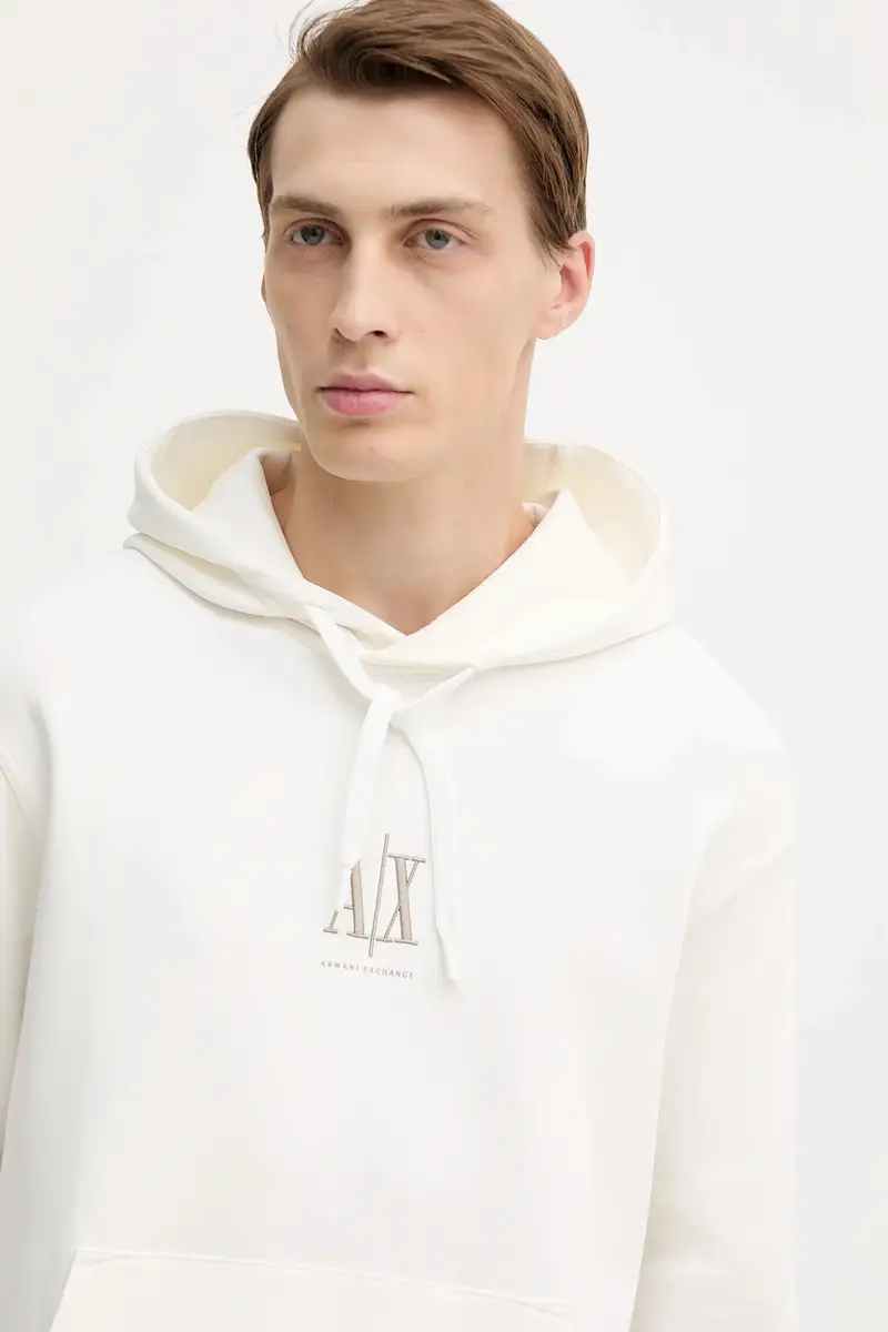 felpa uomo colore nero con cappuccio con applicazione XM000369 AF10818 Bianco miniatura 4