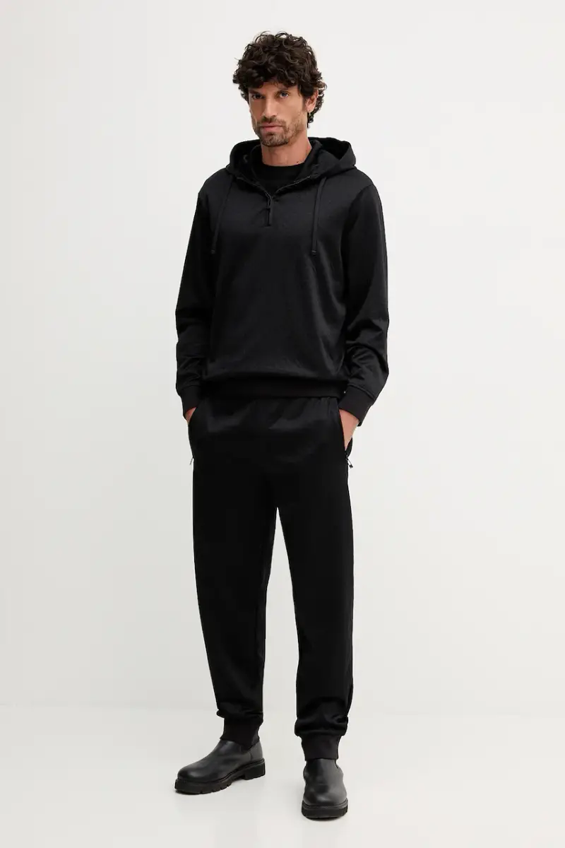 felpa uomo colore nero con cappuccio XM001355 AF16259 miniatura 2