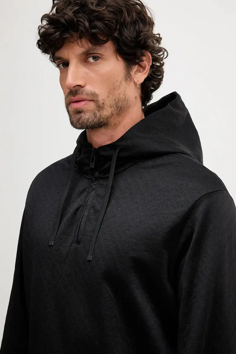 felpa uomo colore nero con cappuccio XM001355 AF16259 miniatura 4