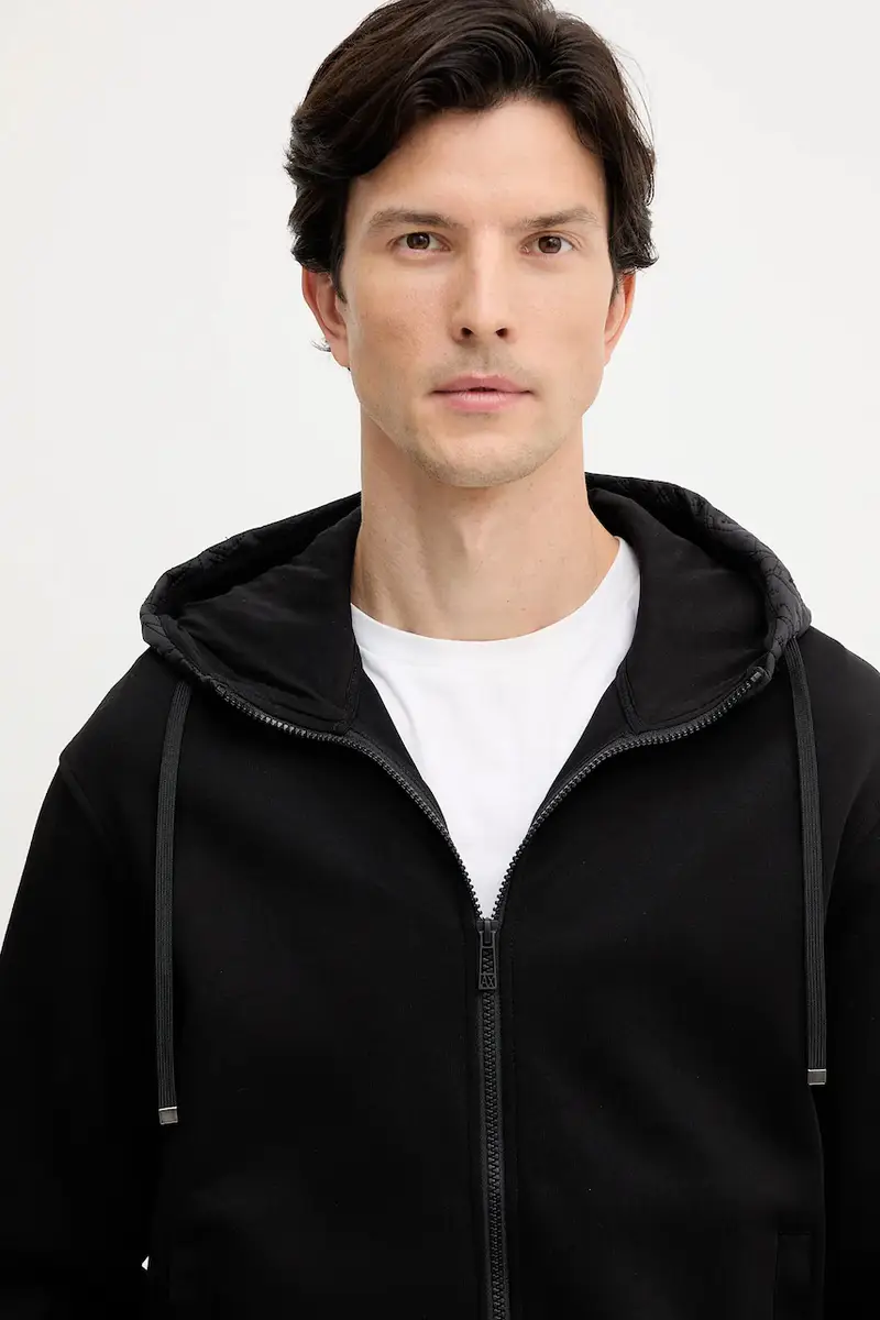 felpa uomo colore nero con cappuccio XM001891 AF10818 miniatura 4