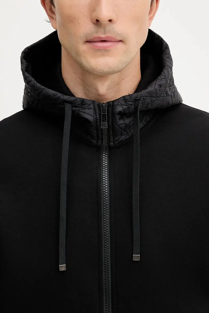 felpa uomo colore nero con cappuccio XM001891 AF10818 miniatura 5