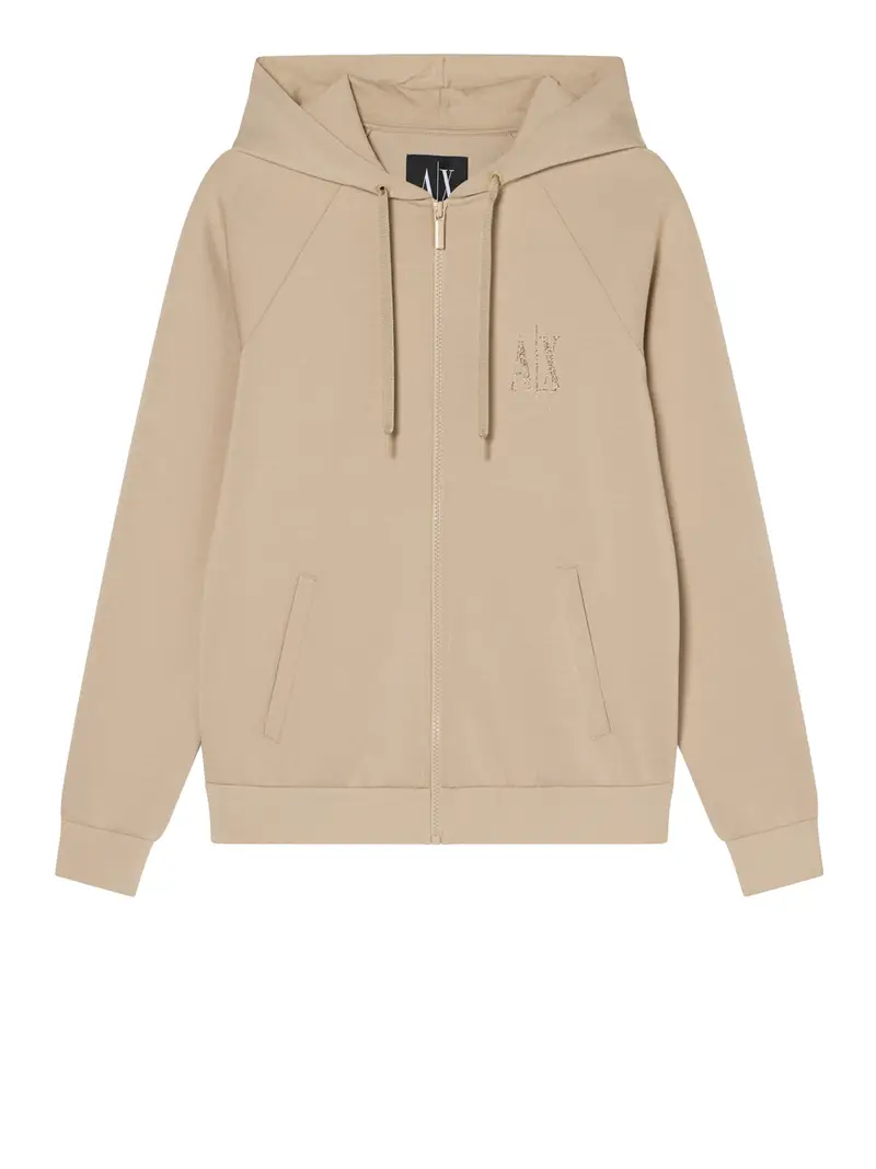 felpa zip armani exchange da donna - beige
