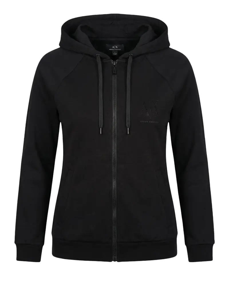 felpa zip armani exchange da donna - nero
