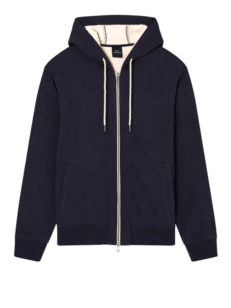 felpa zip armani exchange da uomo - blu