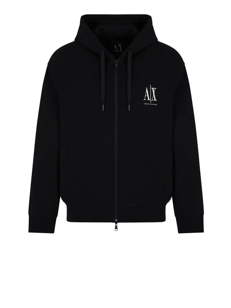 felpa zip armani exchange da uomo - nero