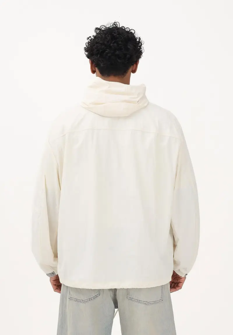 Giacca a vento panna da uomo con logo miniatura 3