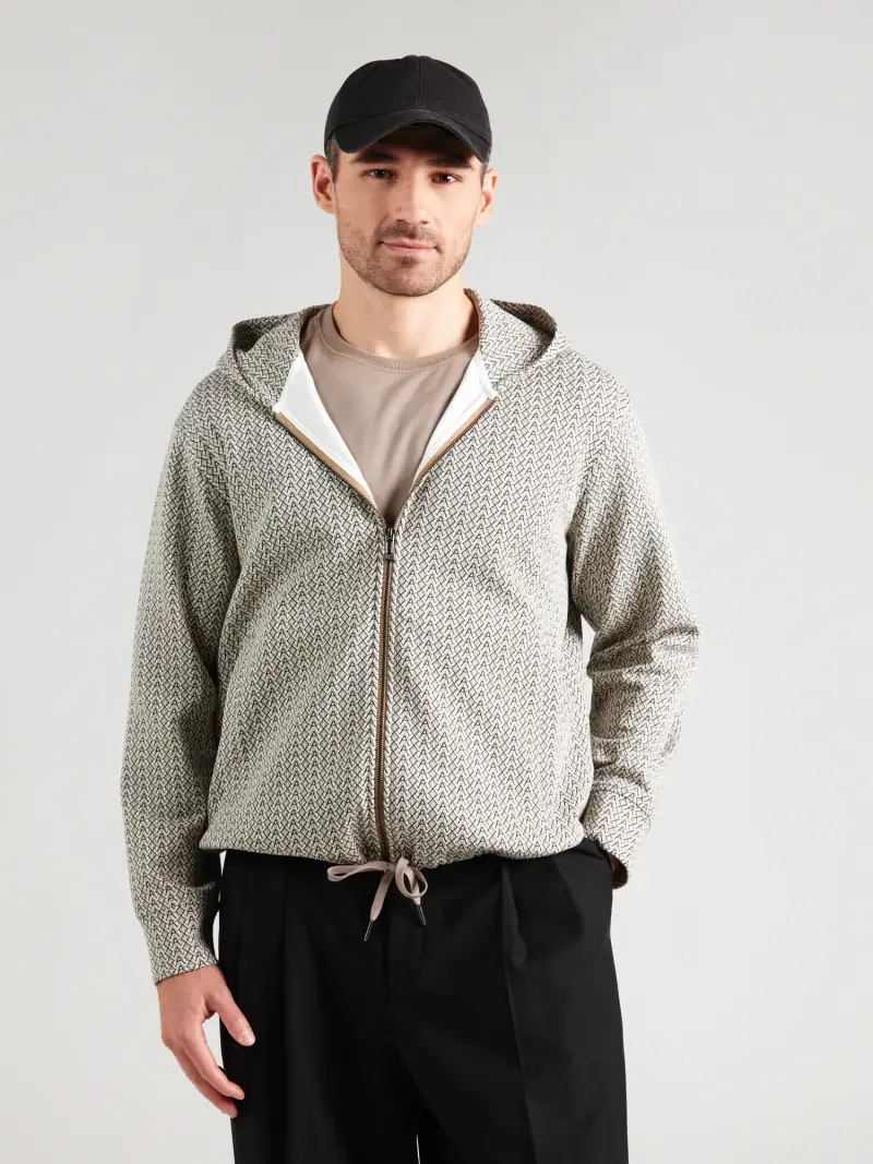 Giacca di felpa crema / grigio chiaro / nero miniatura 2