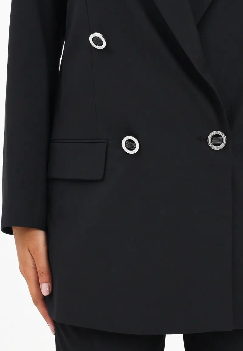 Giacca doppiopetto nera da donna miniatura 3