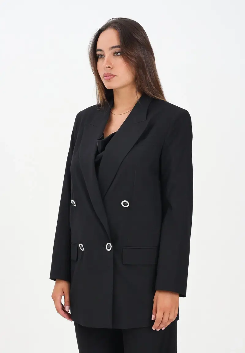 Giacca doppiopetto nera da donna