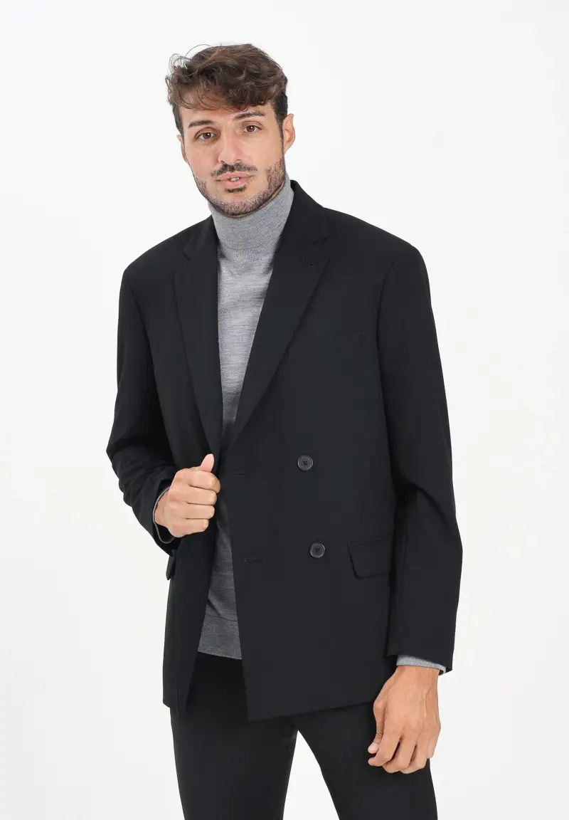 Giacca doppiopetto nera da uomo miniatura 2