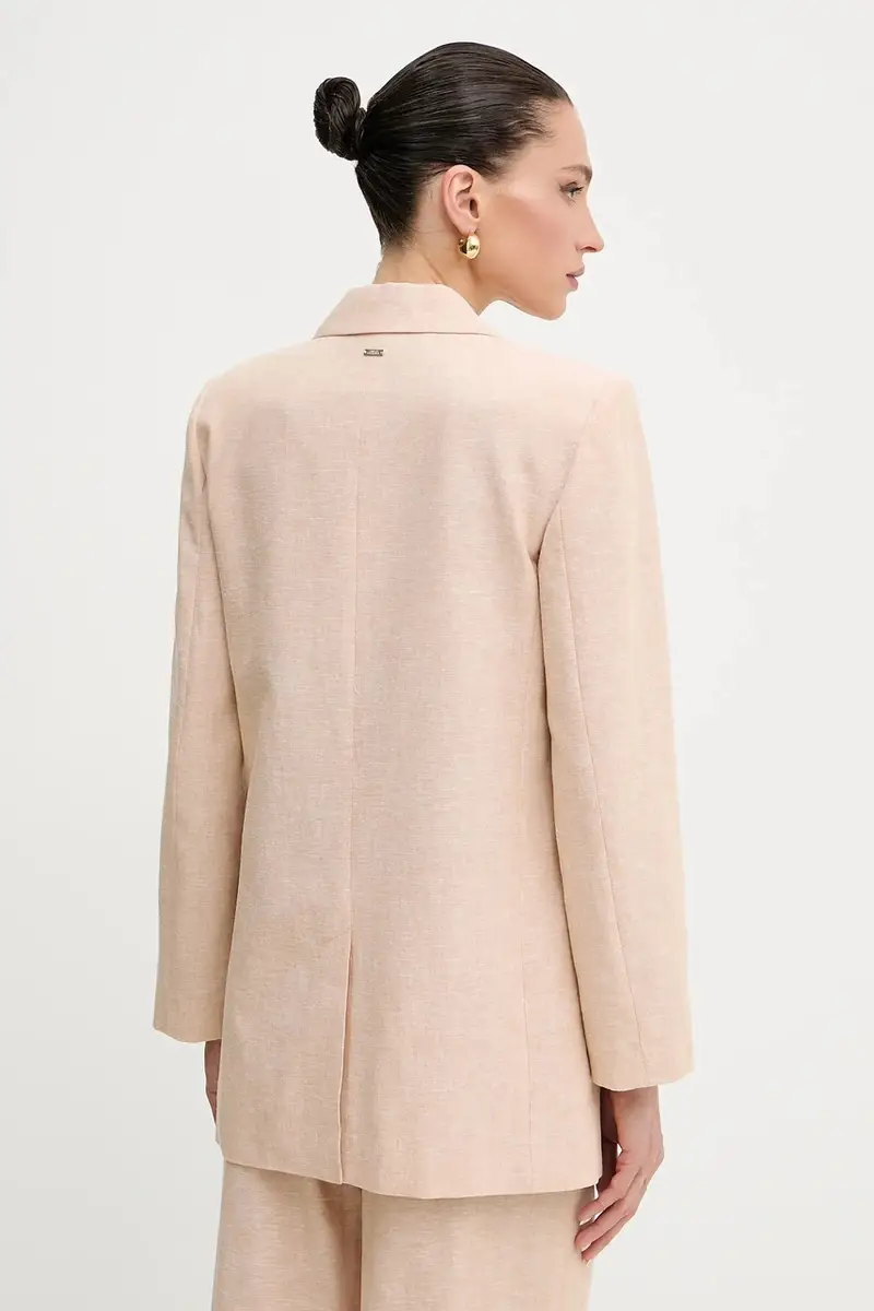 giacca in lino Beige miniatura 3