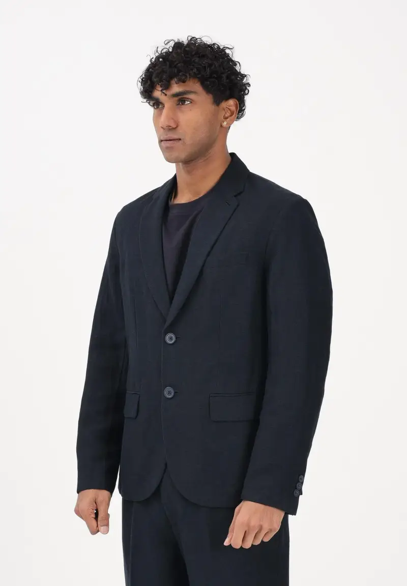 Giacca in lino blu da uomo