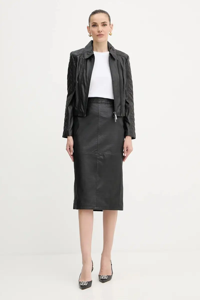 giacca in pelle colore nero XW000654 AF16212 miniatura 2