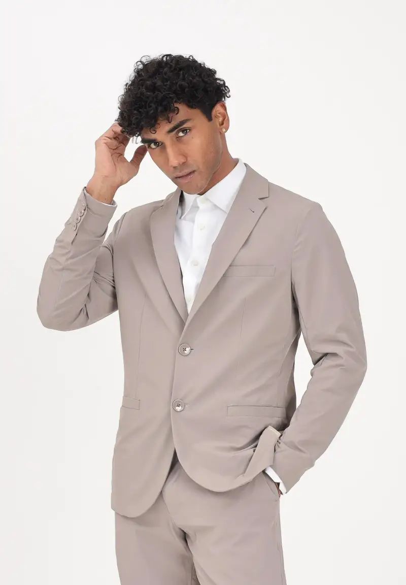 Giacca monopetto beige da uomo miniatura 2