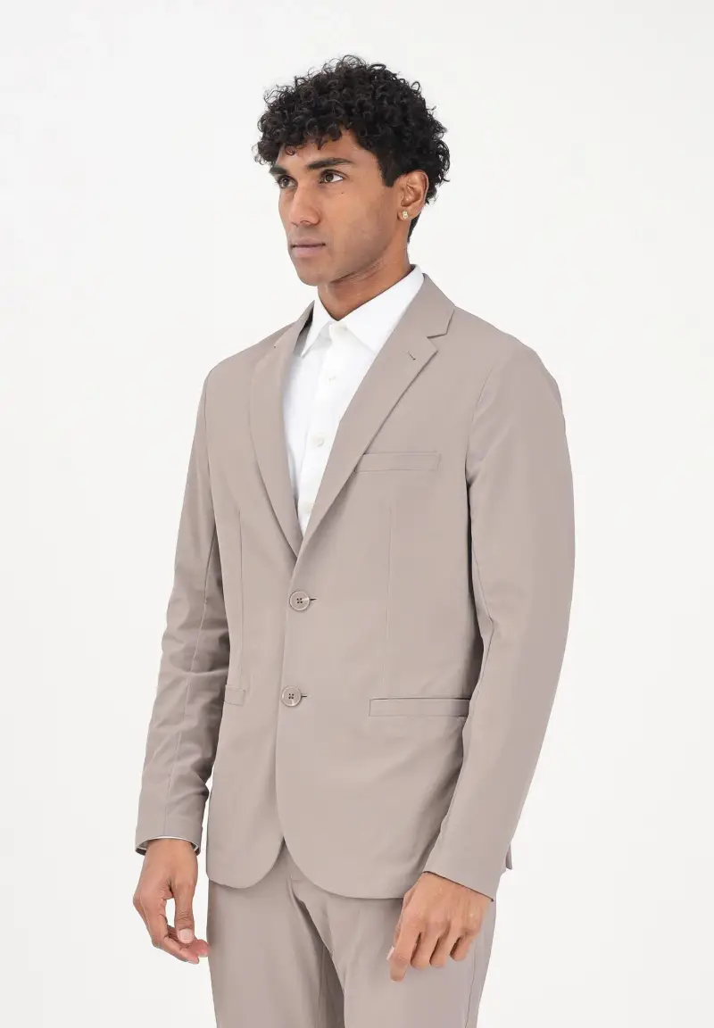 Giacca monopetto beige da uomo