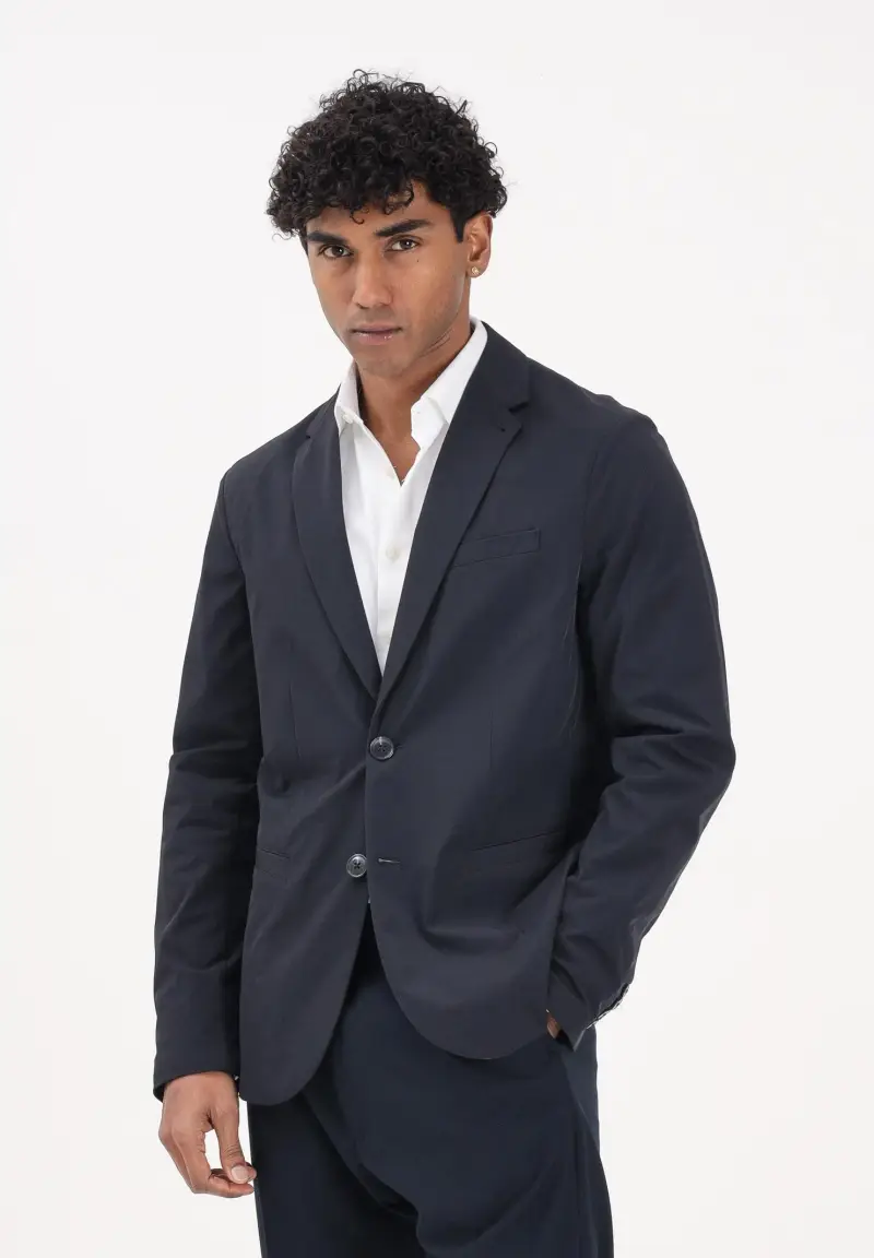 Giacca monopetto blu da uomo miniatura 2