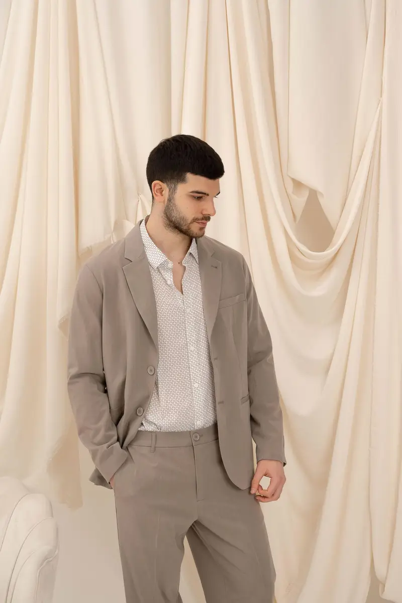 ARMANI EXCHANGE Giacca monopetto color fango da uomo miniatura 3