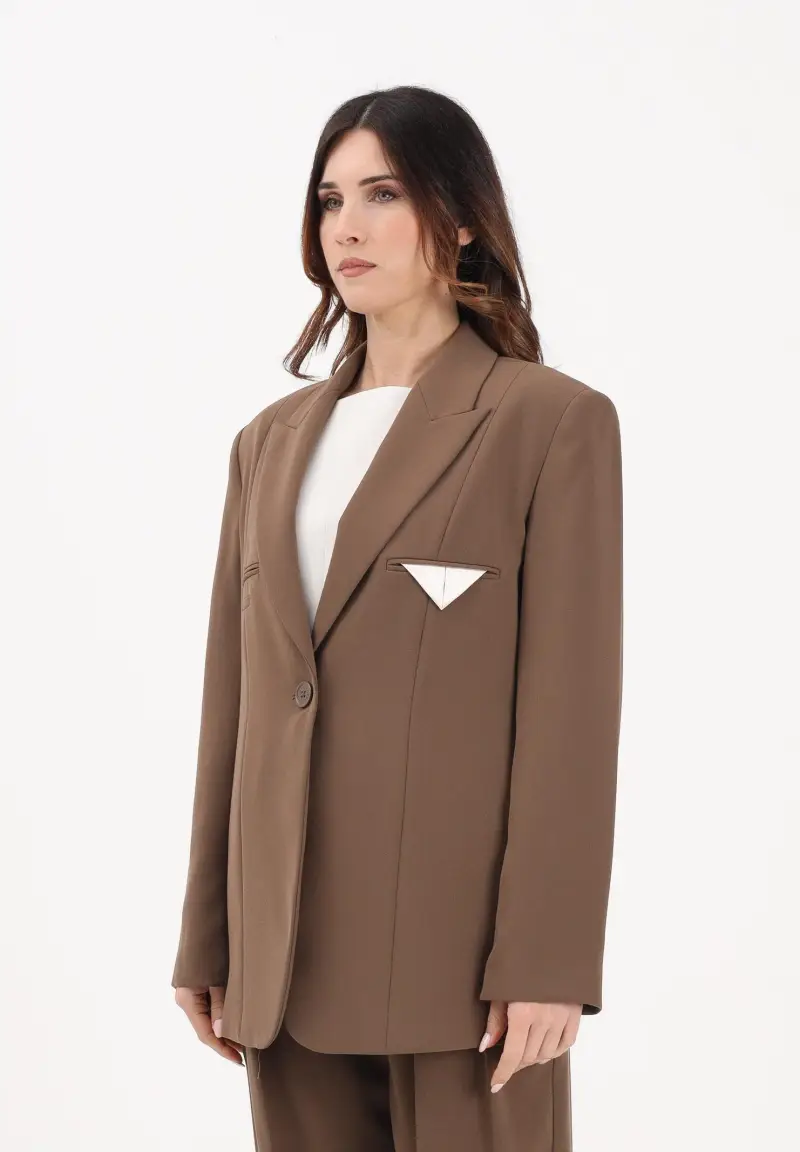 Giacca monopetto marrone da donna