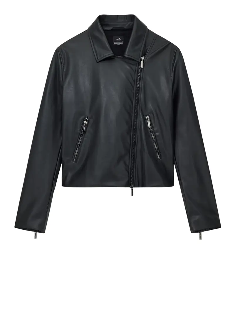 giubbino armani exchange ecopelle da donna - nero