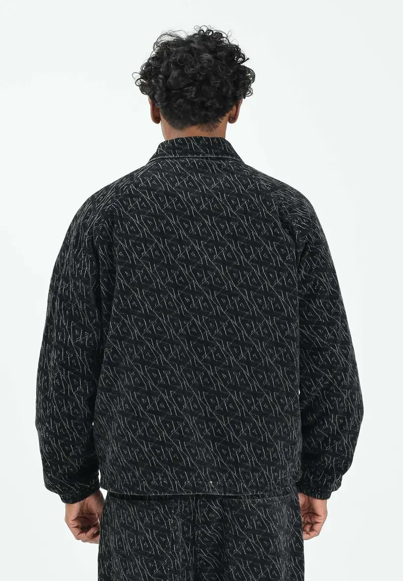 Giubbotto nero da uomo con logo all-over miniatura 3