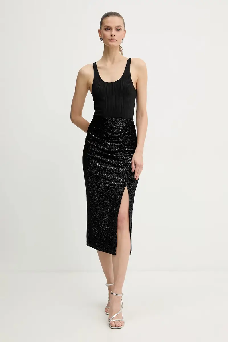 gonna in velluto colore nero XW000791 AF16143 miniatura 2