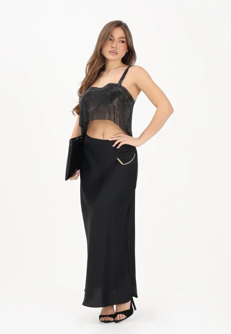 Gonna midi nera da donna miniatura 2