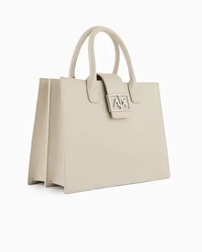 Armani Exchange Jodie, Sustainable, Logo Plate Closure, Medium Tote Donna, Miraggio, Taglia Unica miniatura 3