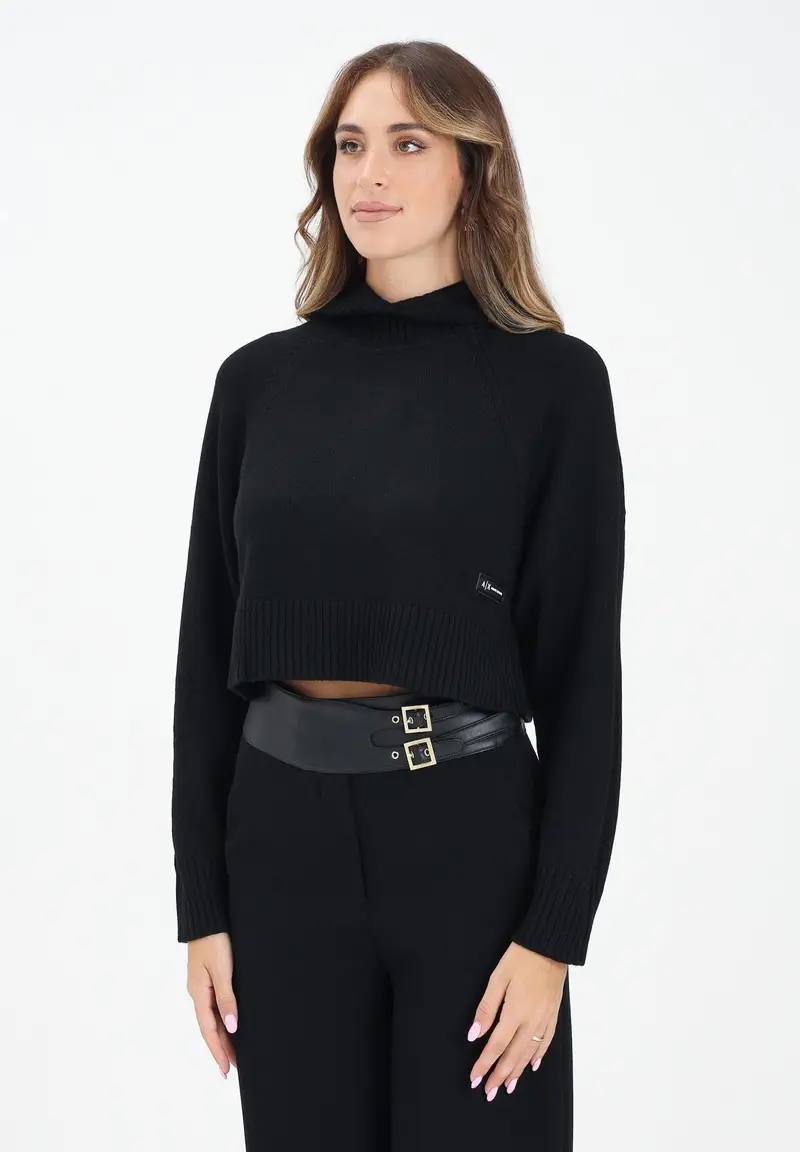 Maglia con cappuccio nera da donna