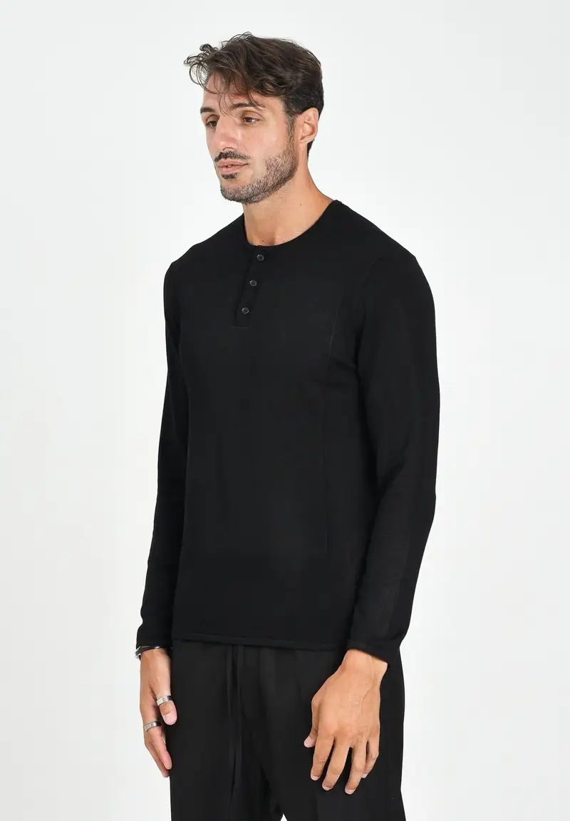 ARMANI EXCHANGE Maglia girocollo nera da uomo in maglia leggera