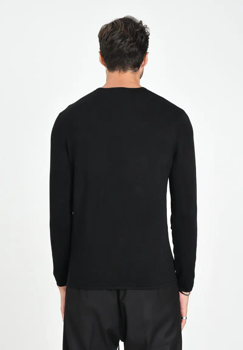 ARMANI EXCHANGE Maglia girocollo nera da uomo in maglia leggera miniatura 3