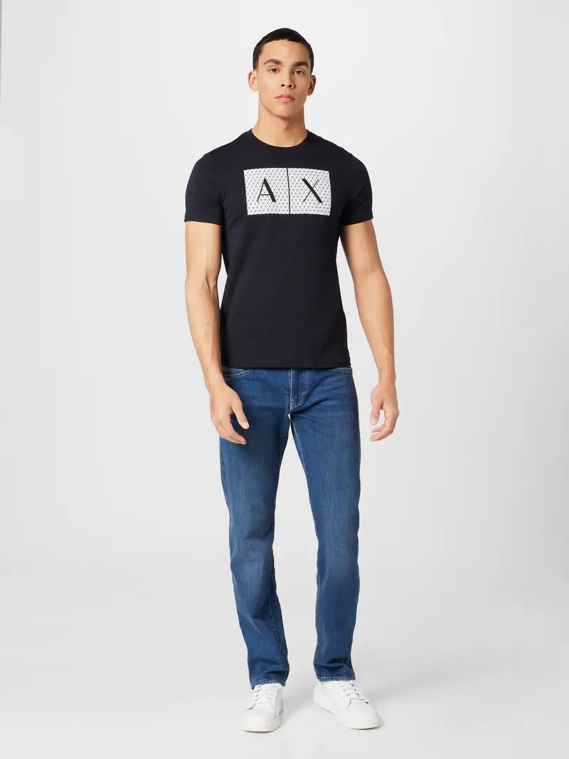 ARMANI EXCHANGE Maglietta blu scuro / bianco miniatura 3