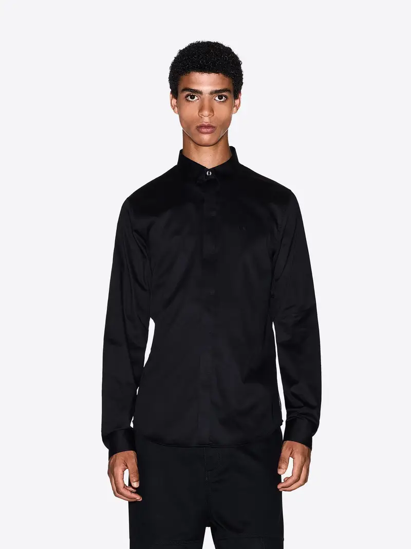 Armani Exchange Maglia da Uomo in Cotone Nero miniatura 2