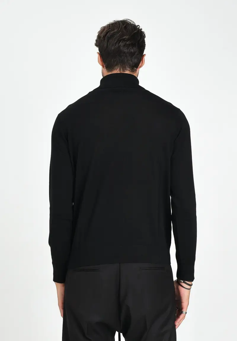 ARMANI EXCHANGE Maglioncino a collo alto nero da uomo con ricamo logo miniatura 3