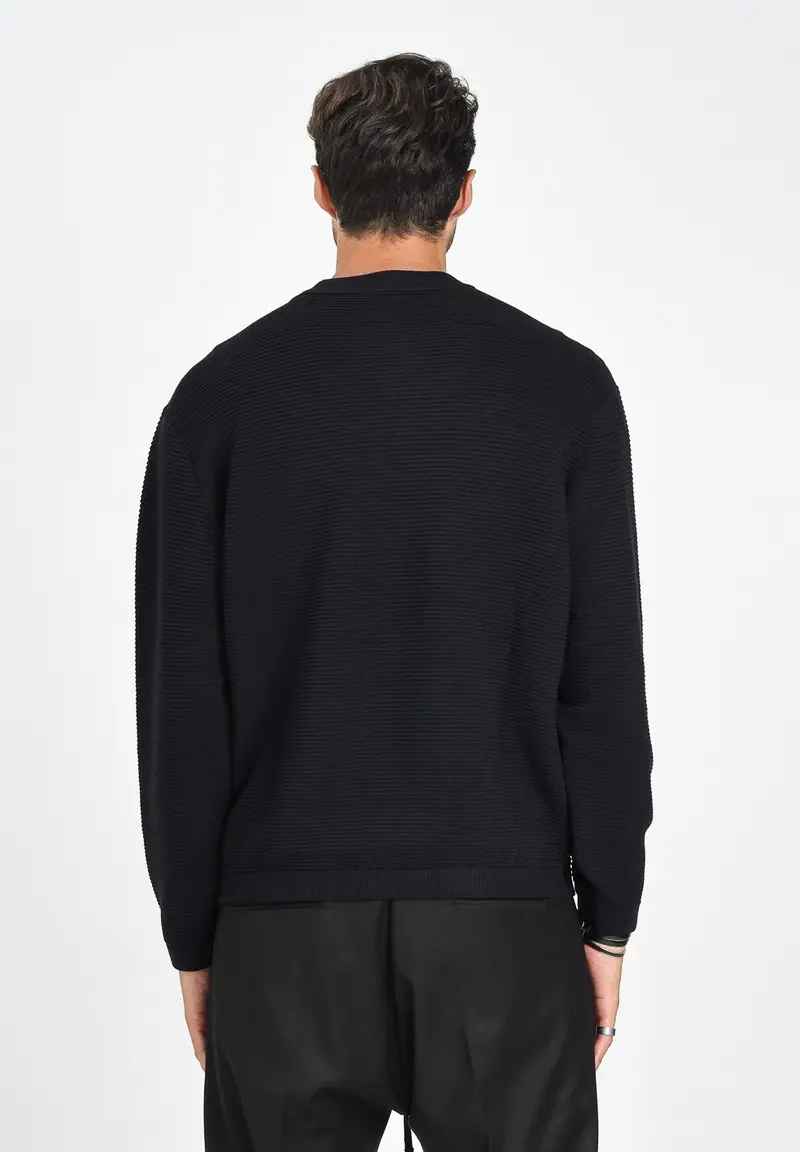 ARMANI EXCHANGE Maglioncino girocollo blu da uomo realizzato in maglia a coste miniatura 2