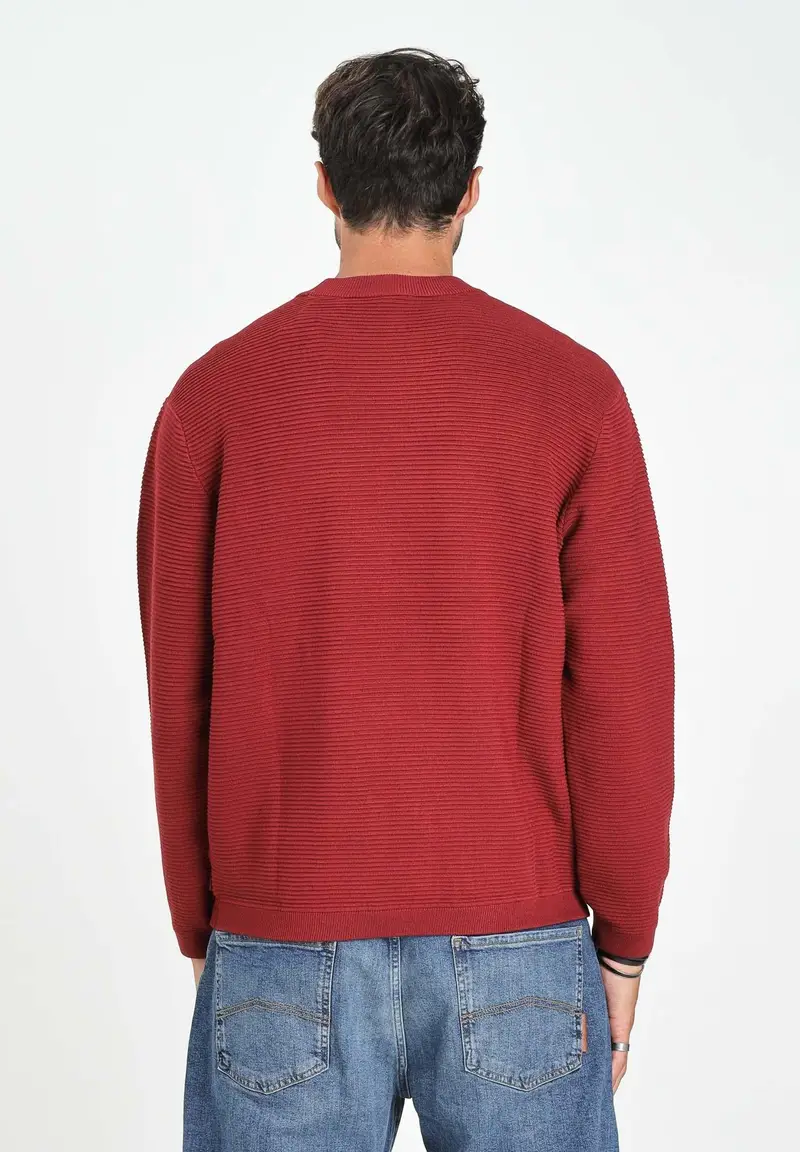 ARMANI EXCHANGE Maglioncino girocollo bordeaux da uomo realizzato in maglia a coste miniatura 2