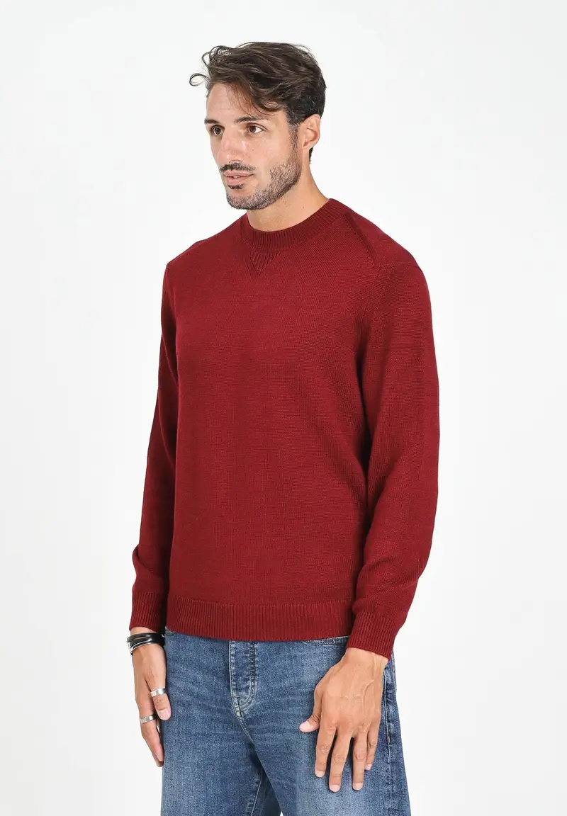 ARMANI EXCHANGE Maglioncino girocollo bordeaux da uomo realizzato in maglia rasata a punto fine