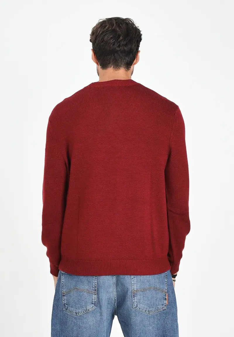 ARMANI EXCHANGE Maglioncino girocollo bordeaux da uomo realizzato in maglia rasata a punto fine miniatura 2