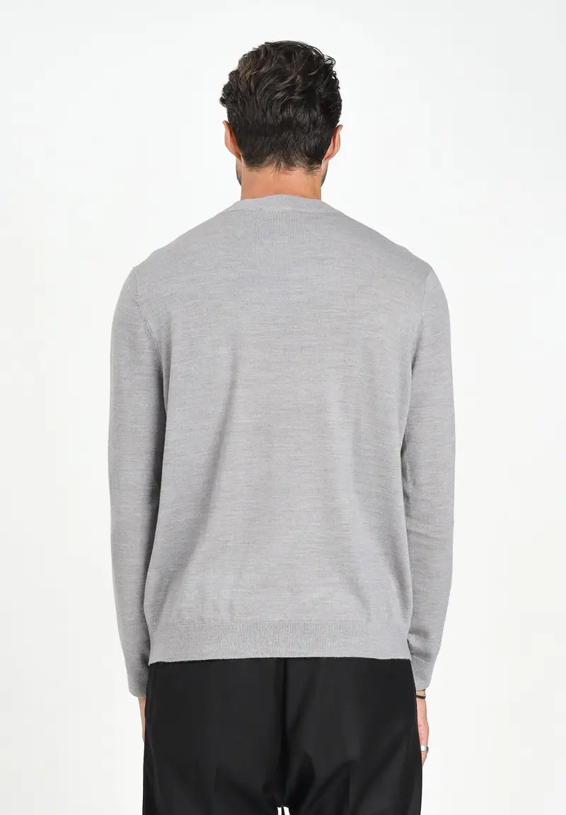 ARMANI EXCHANGE Maglioncino girocollo grigio da uomo con patch logo miniatura 3