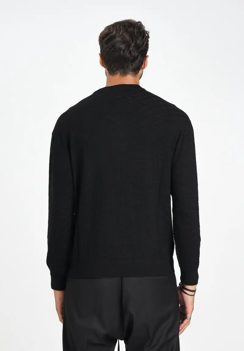 ARMANI EXCHANGE Maglioncino girocollo nero da uomo con logo A|X miniatura 3