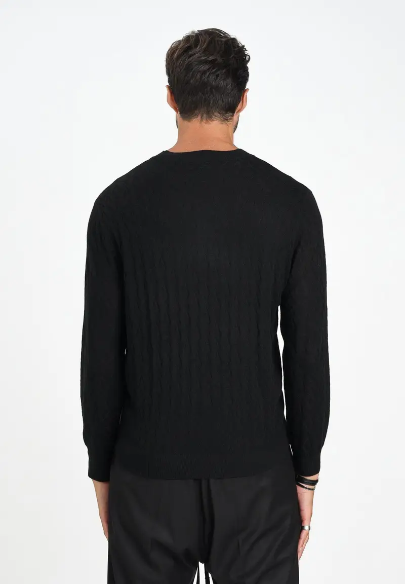 ARMANI EXCHANGE Maglioncino girocollo nero da uomo con motivo monogram miniatura 3