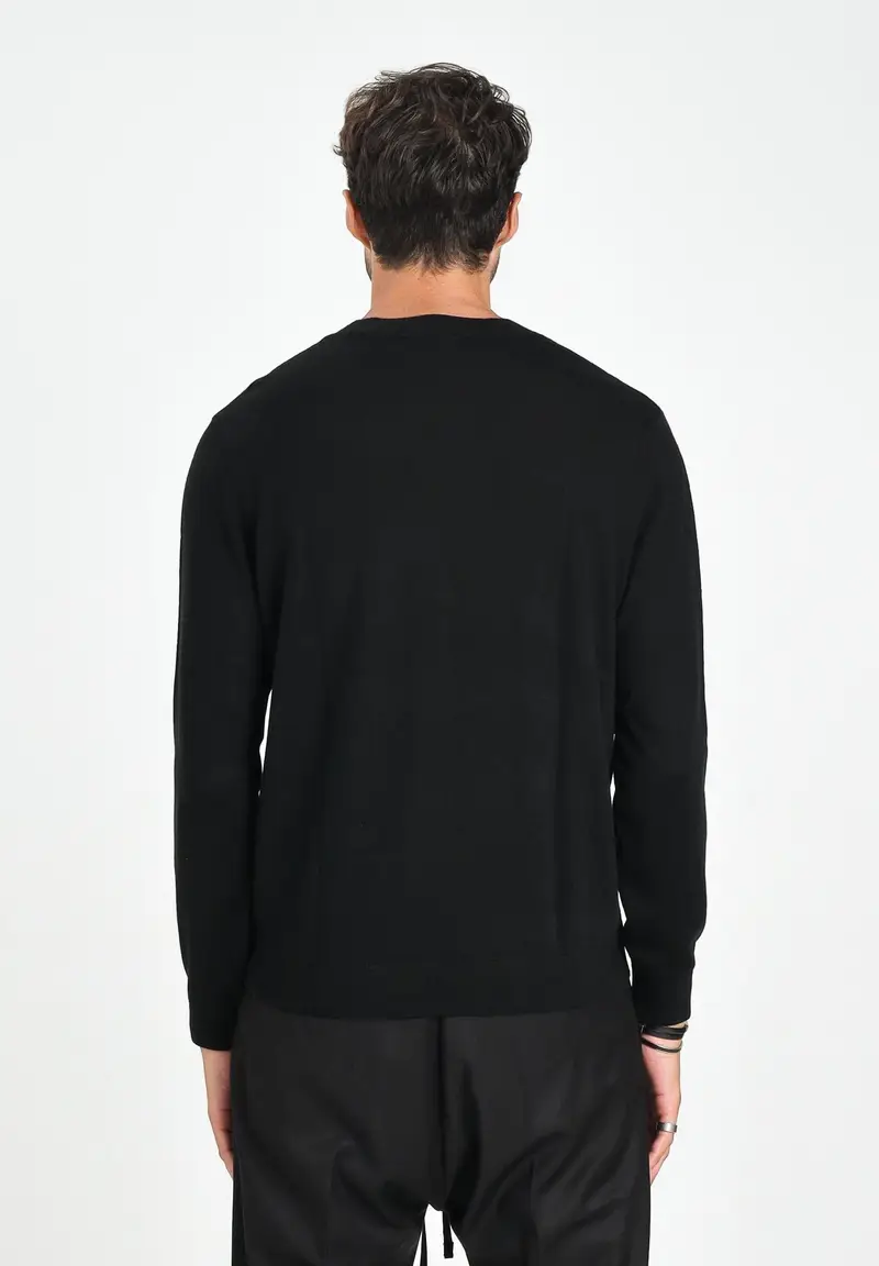 ARMANI EXCHANGE Maglioncino girocollo nero da uomo con patch logo miniatura 2