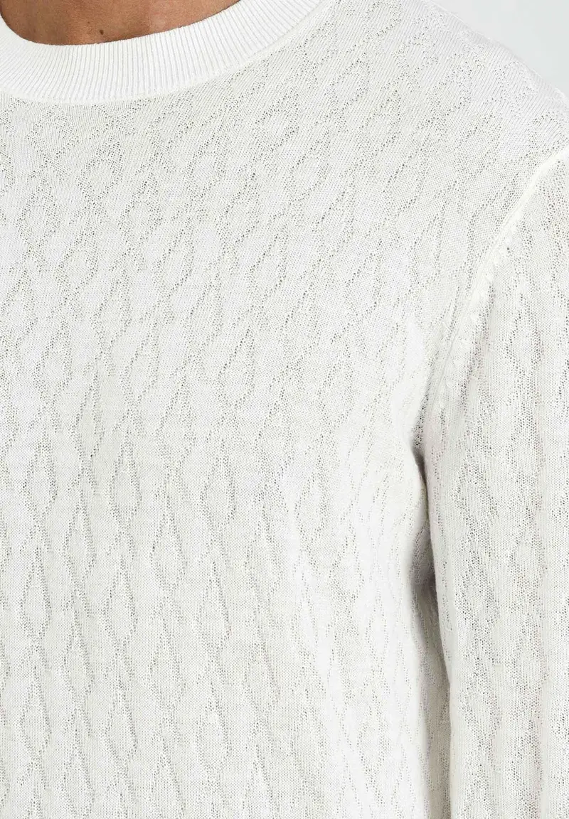 ARMANI EXCHANGE Maglioncino girocollo panna da uomo con motivo monogram miniatura 2