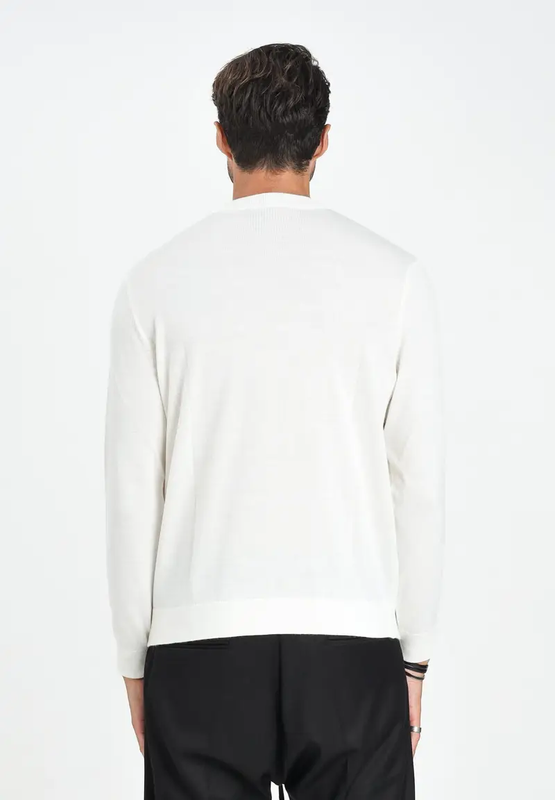 ARMANI EXCHANGE Maglioncino girocollo panna da uomo con patch logo miniatura 2