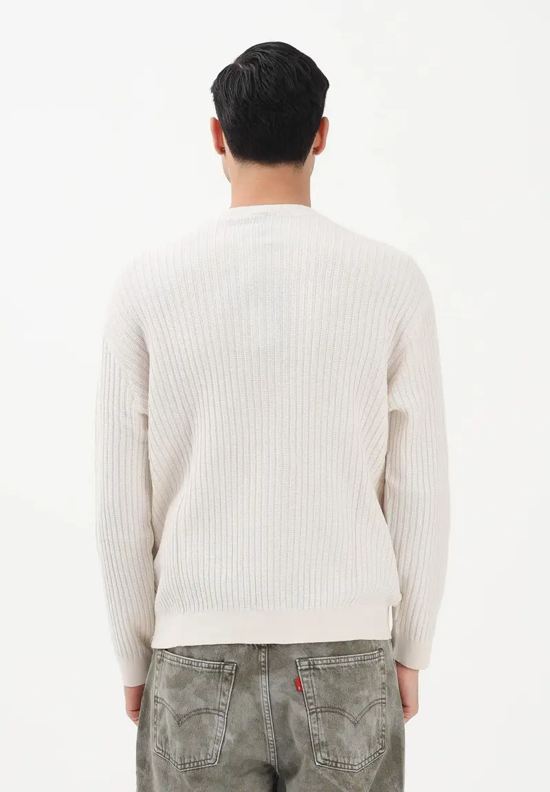 Maglioncino girocollo panna da uomo miniatura 3