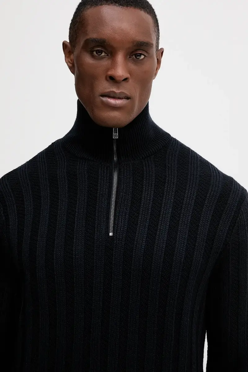 maglione con lana Blu navy miniatura 4