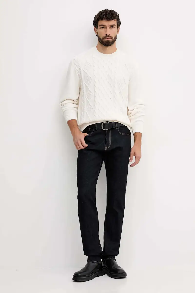 maglione con lana colore beige XM001331 AF13776 miniatura 2